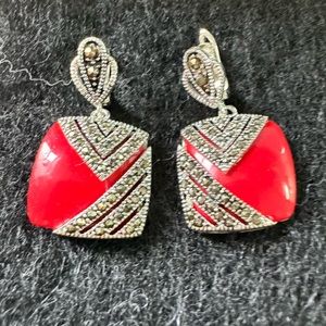 Red Square Earrings